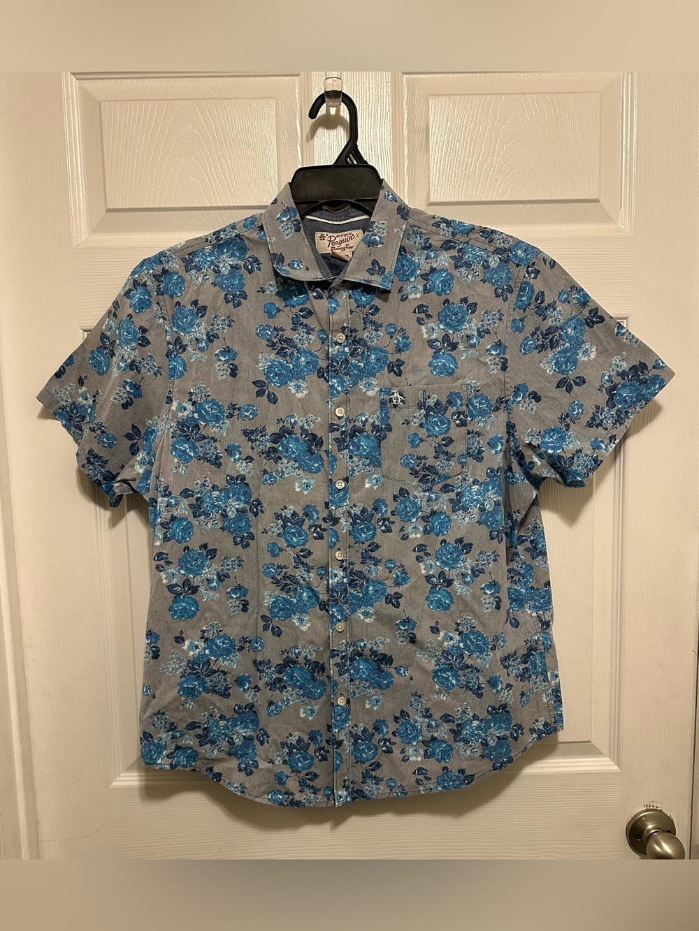 Original Penguin Blue Floral Short-Sleeve Button-Down Shirt